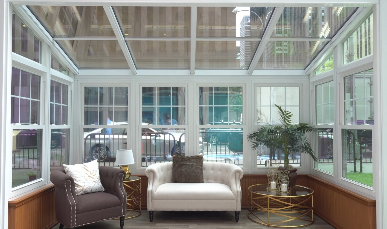 Custom sunroom interior with elegant furniture and natural lighting in Lancaster, CA